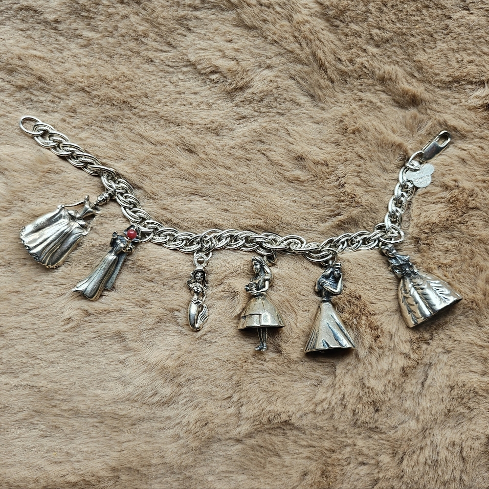Disney Princess Limited Edition Numbered Vintage Sterling Silver Charm Bracelet